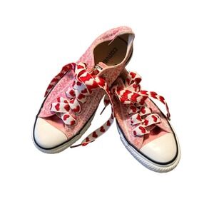 Converse All Star Pink custom speckled garden Heart Lace Low Top Sneakers W7 M5